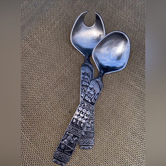 KONGE TINN Rare Vintage Salad set Norwegian pewter Salatsett - Picture 4 of 17